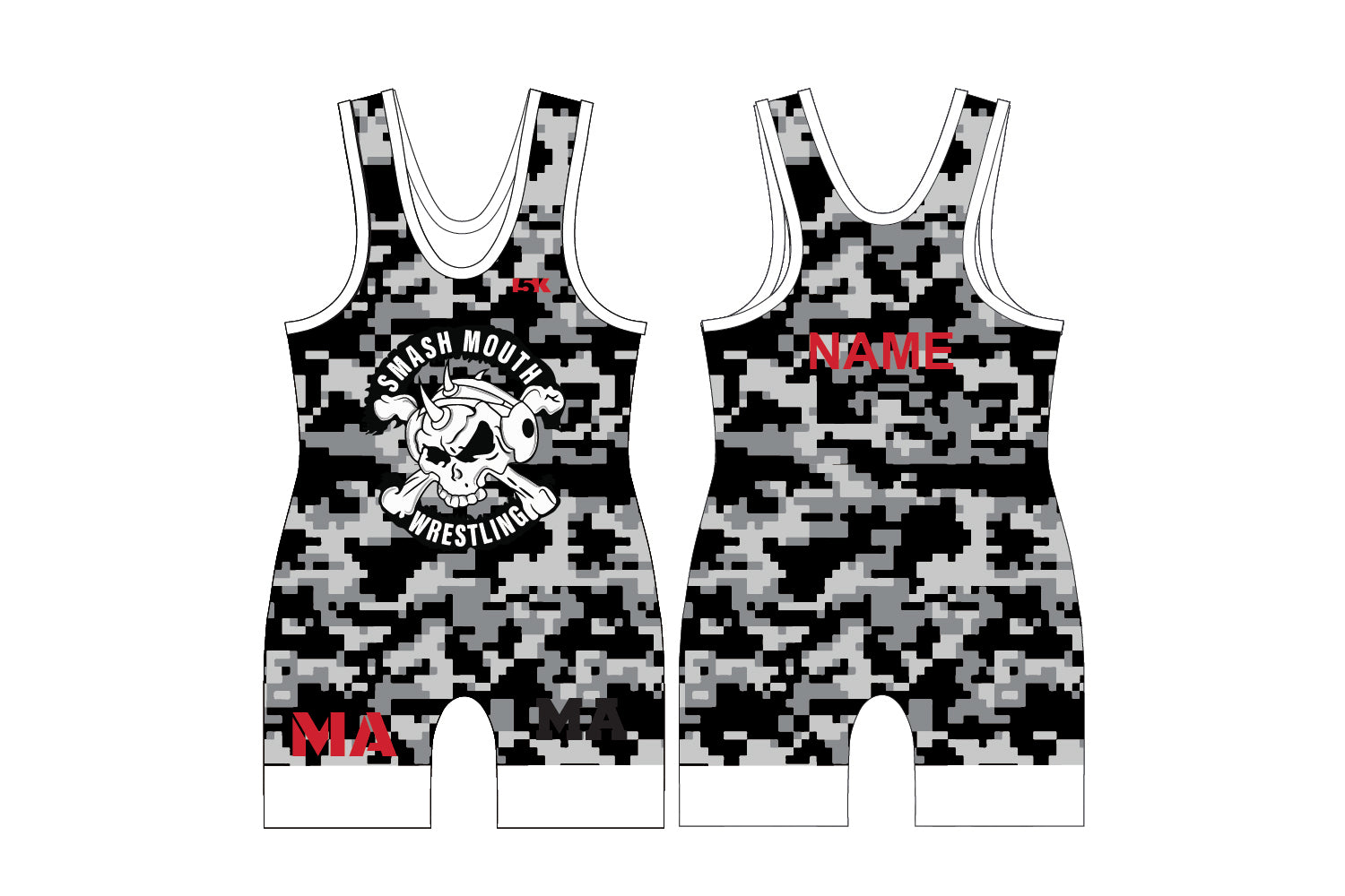 SmashMouth Wrestling Sublimated Men's Singlet - Gray Camo