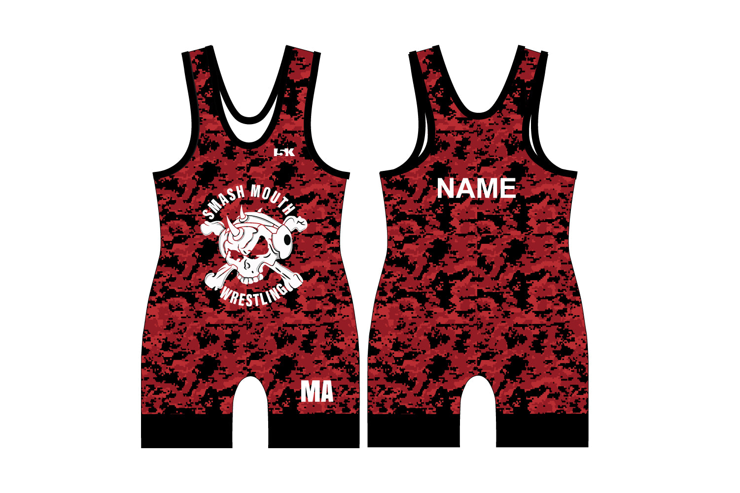 SmashMouth Wrestling Sublimated Men's Singlet - Red Camo (Design 2)