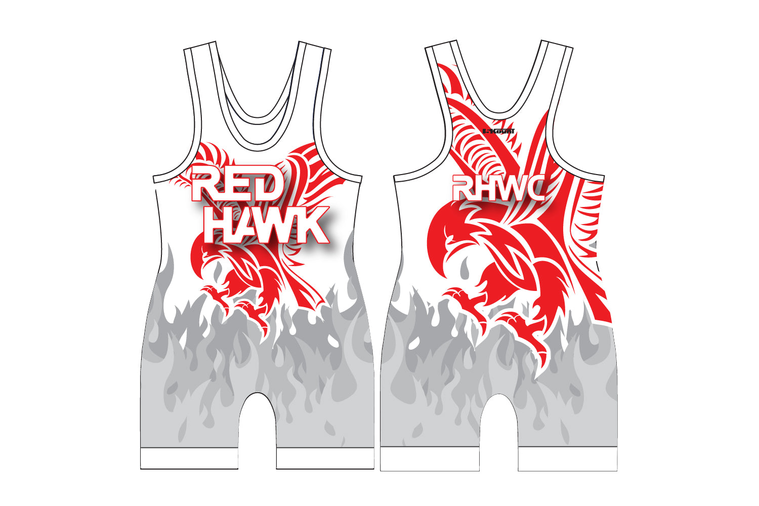 Red Hawk Wrestling Sublimated Men's Singlet - White/Gray Design