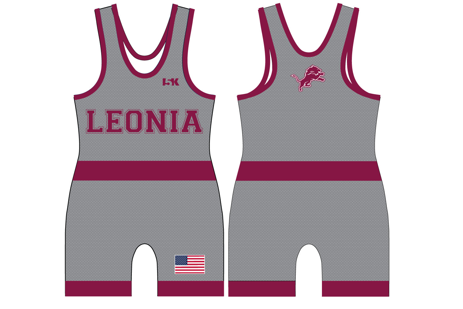 Leonia Wrestling Sublimated Men's Singlet - Design 2