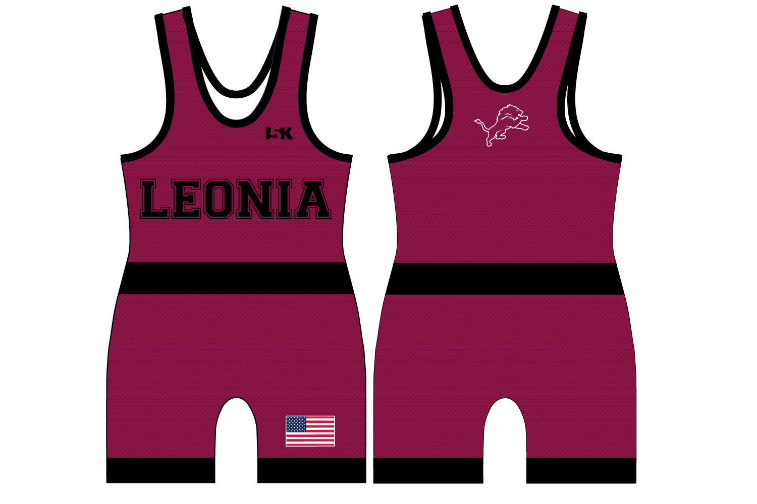 Leonia Wrestling Sublimated Men's Singlet - Design 3