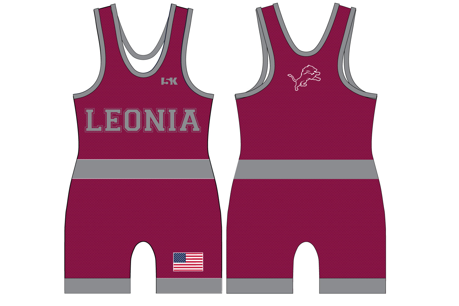 Leonia Wrestling Sublimated Men's Singlet - Design 4