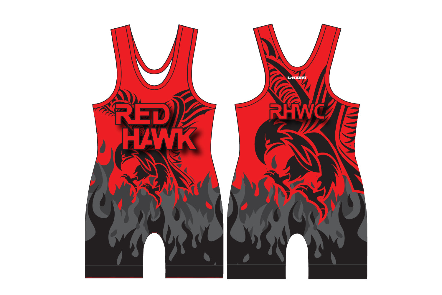 Red Hawk Wrestling Sublimated Men's Singlet - Red/Black Design