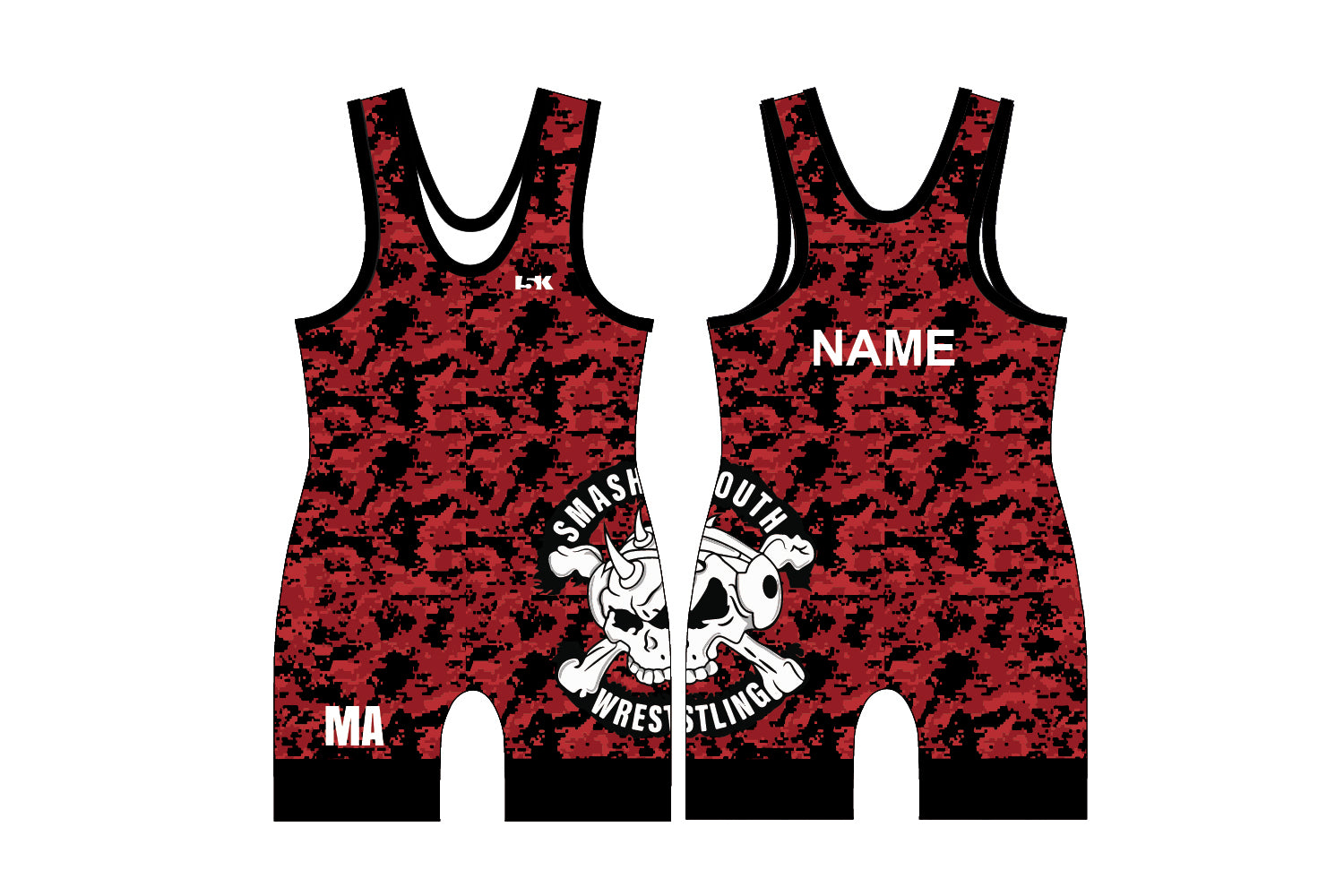 SmashMouth Wrestling Sublimated Men's Singlet - Red Camo (Design 1)