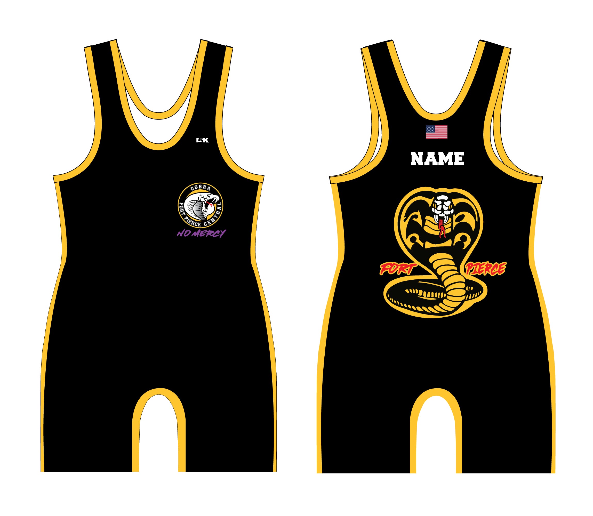 Fort Pierce Cobras Wrestling Sublimated Men's Singlet - Design 2