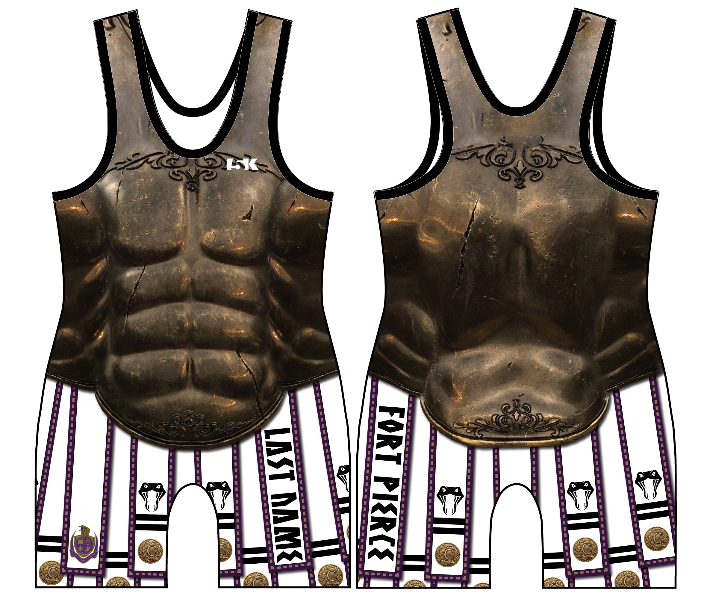 Fort Pierce Cobras Wrestling Sublimated Men's Singlet - Design 5