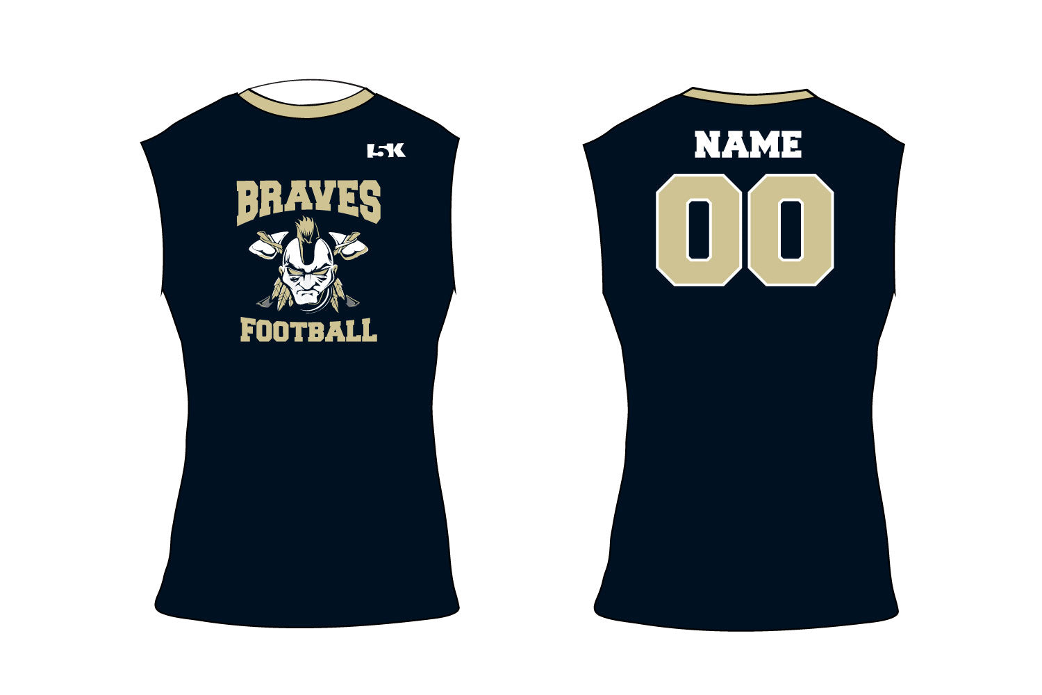 Braves Football Sleeveless Compression Shirt - Design 1 (Navy)