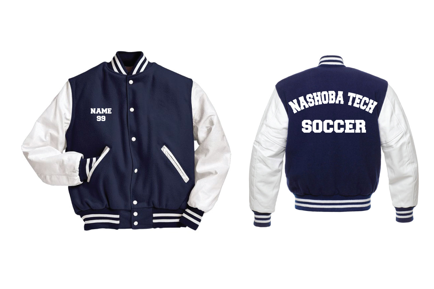 Nashoba Tech Varsity Jacket - Navy/White (Soccer)