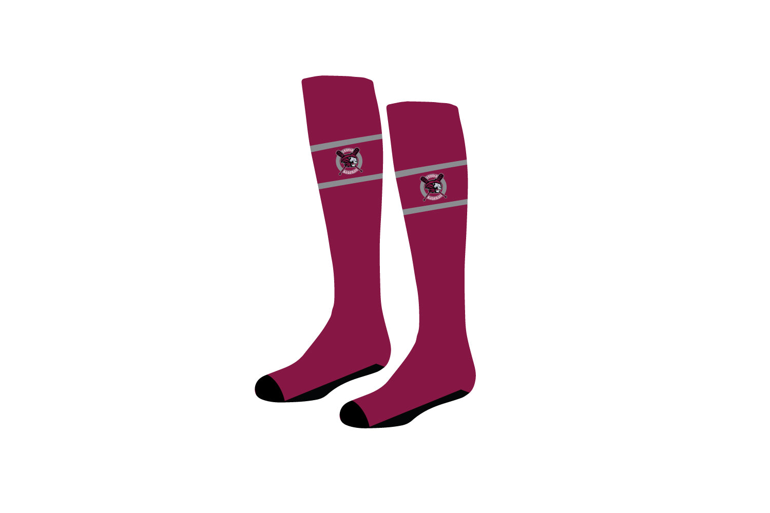 Leonia Baseball Sublimated Knee High Socks - Maroon