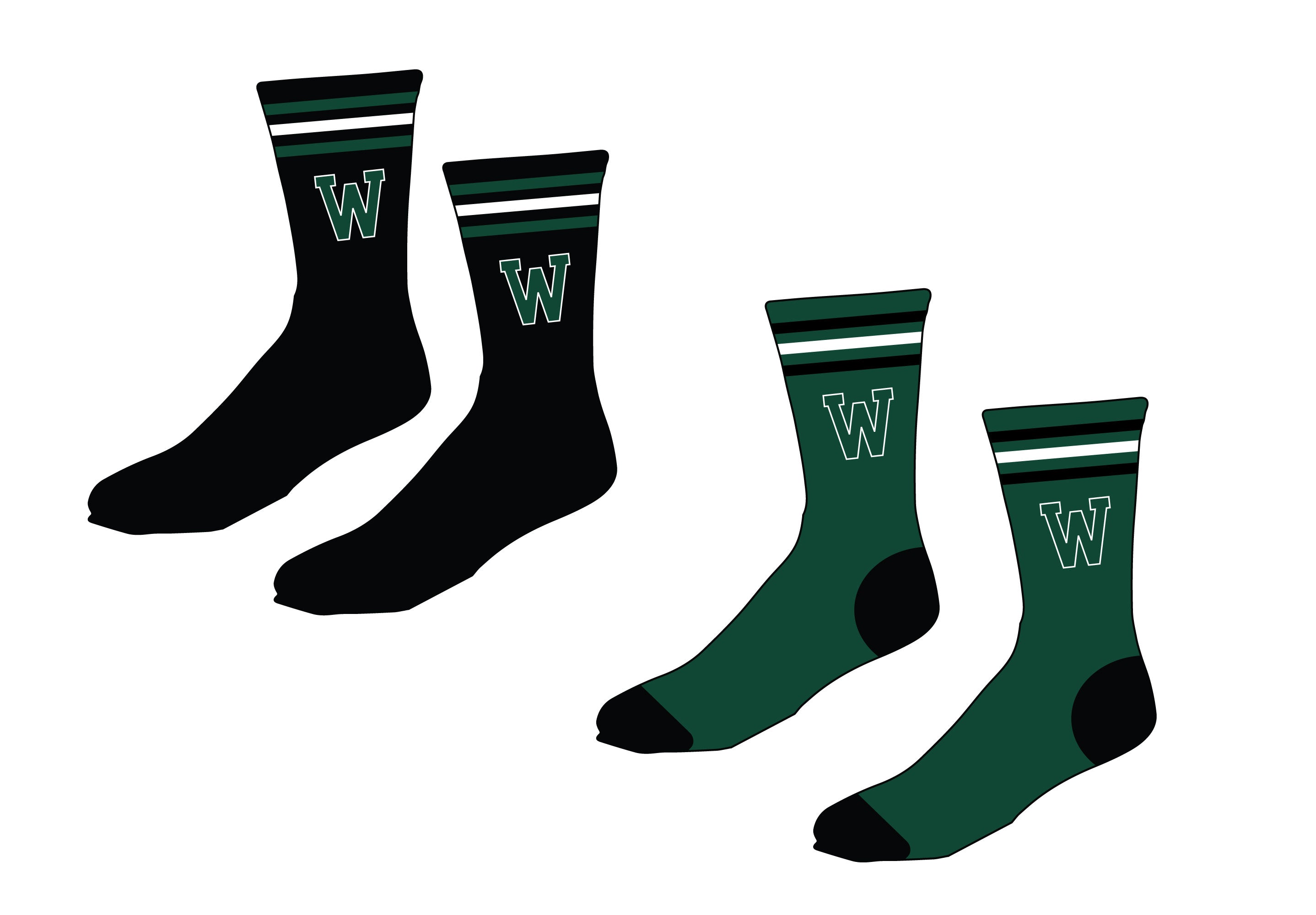 Wyckoff Wrestling Sublimated Socks - Black / Dark Green