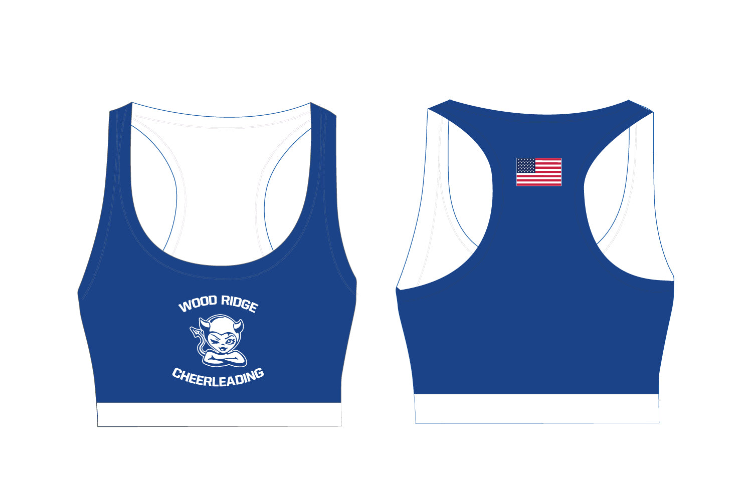 Wood-Ridge Blue Devils Sublimated Ladies Sports Bra (Cheer)