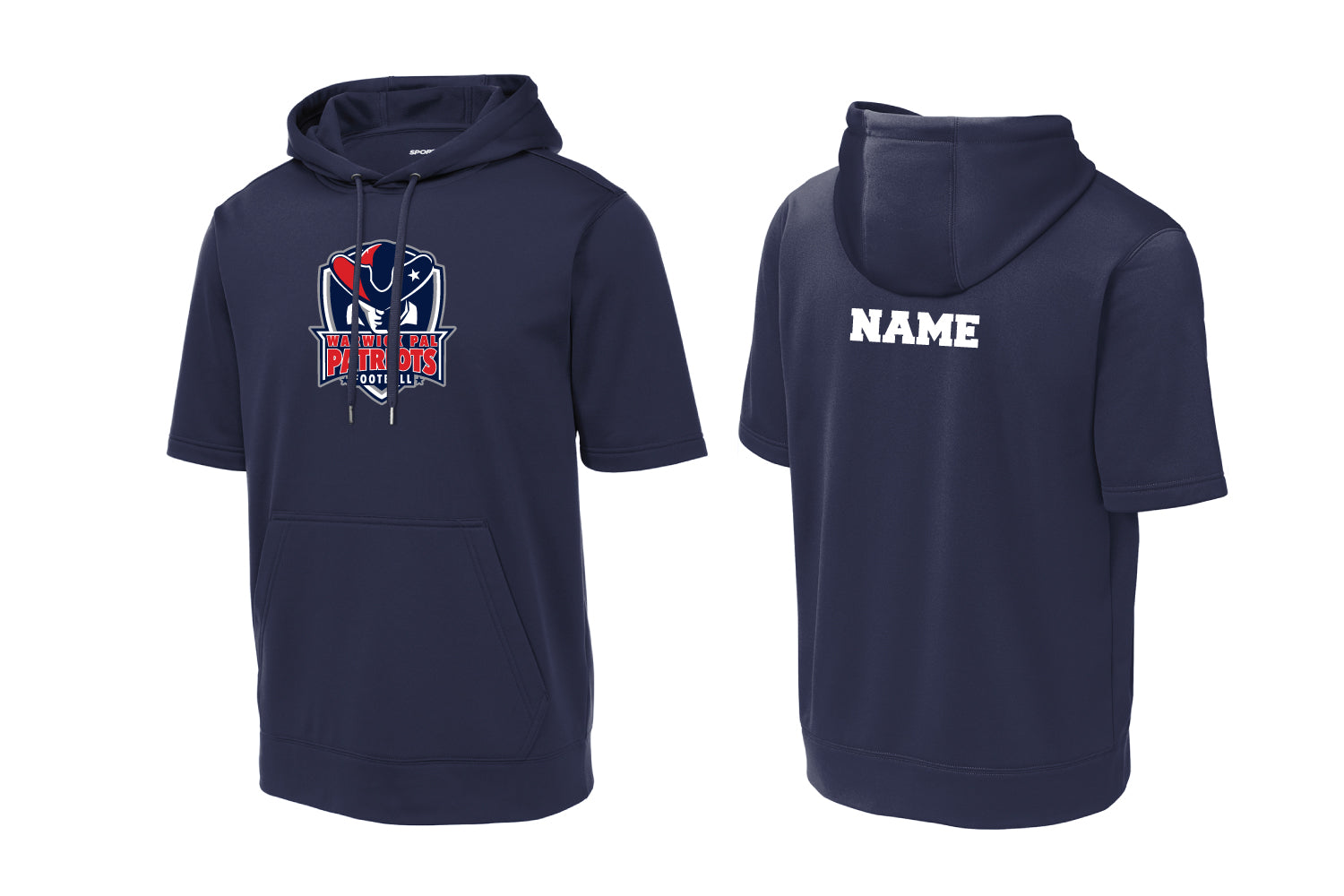 Warwick Pal Patriots Football Short Sleeve DryFit Hoodie - Navy