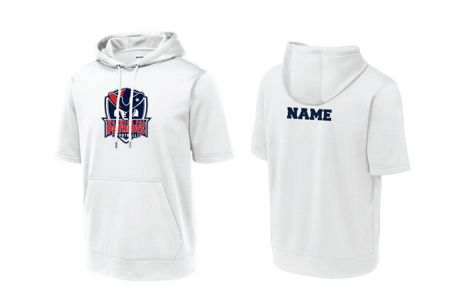 Warwick Pal Patriots Football Short Sleeve DryFit Hoodie - White