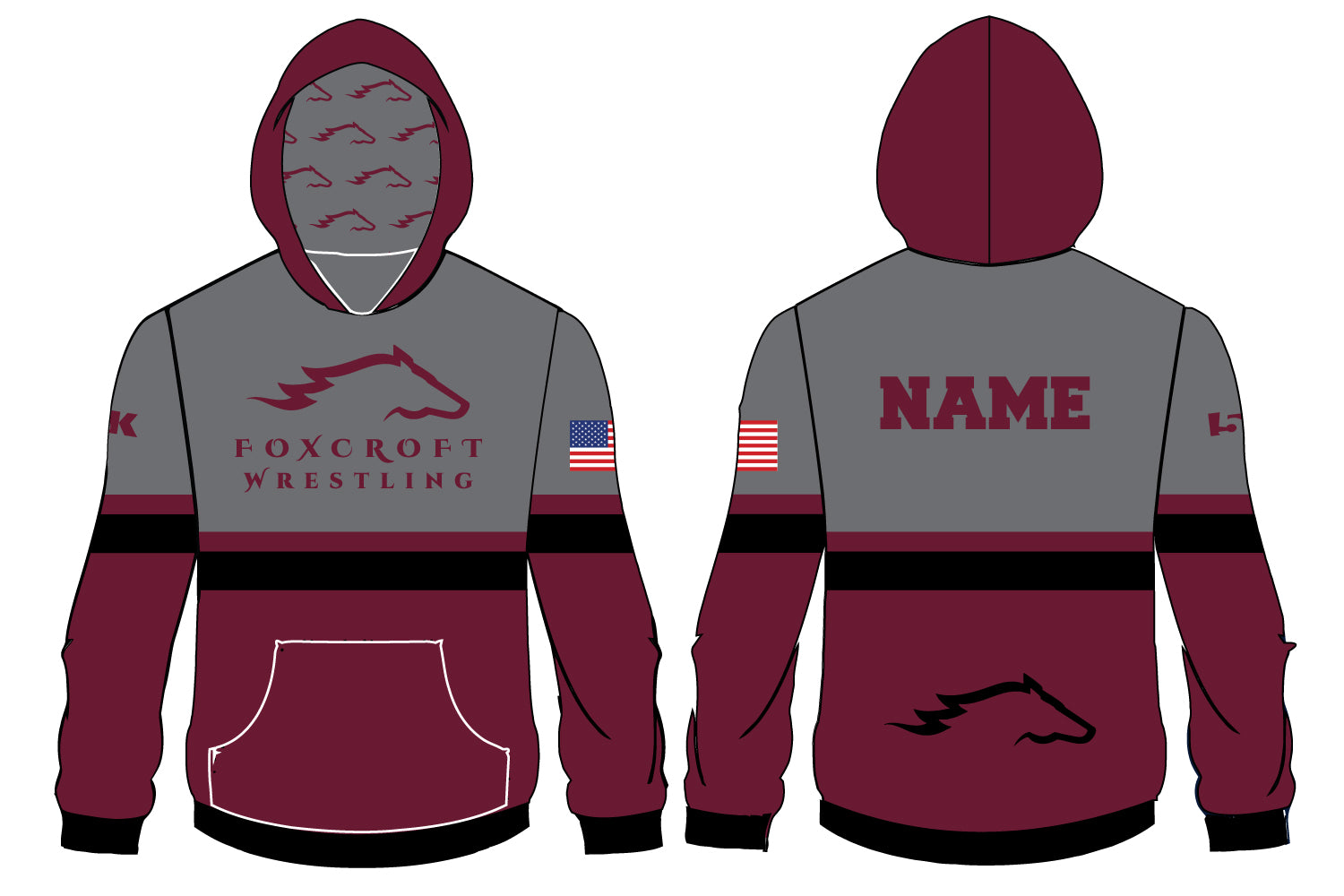 Foxcroft Wrestling Sublimated Hoodie