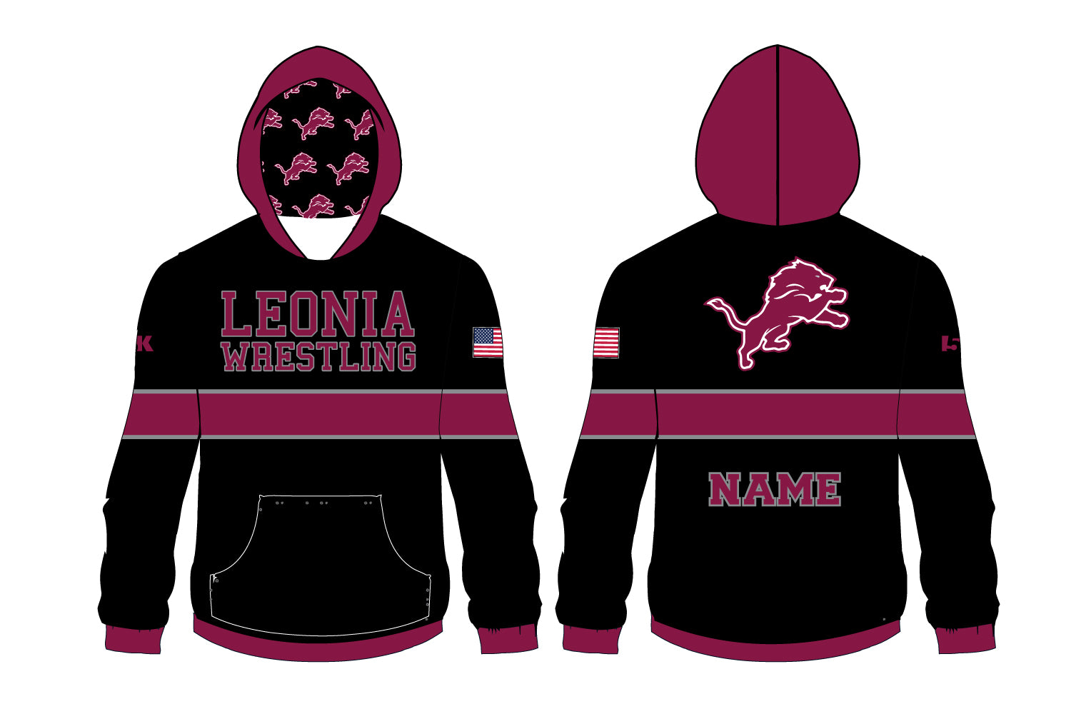 Leonia Wrestling Sublimated Hoodie