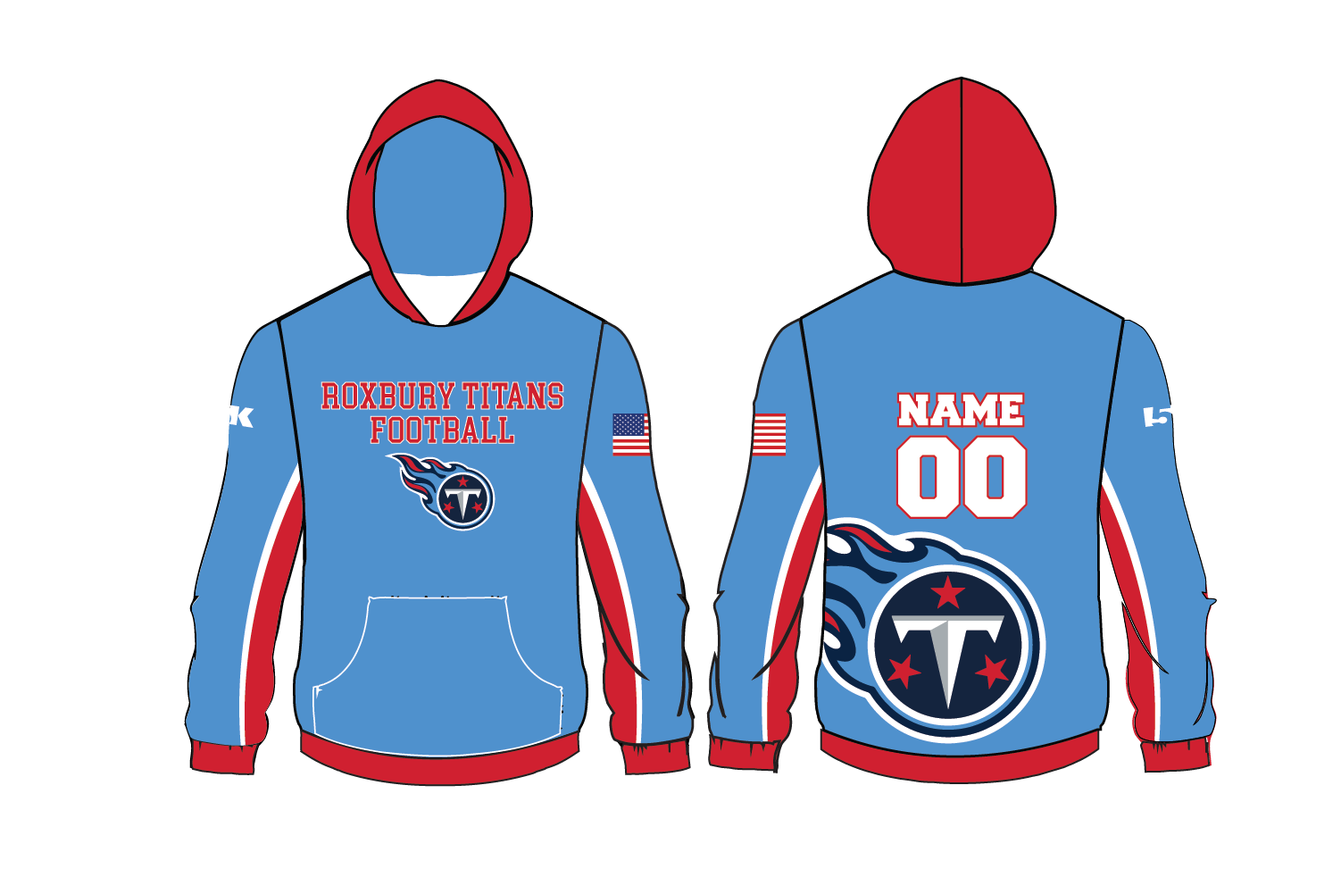 Roxbury Titans Football Sublimated Hoodie