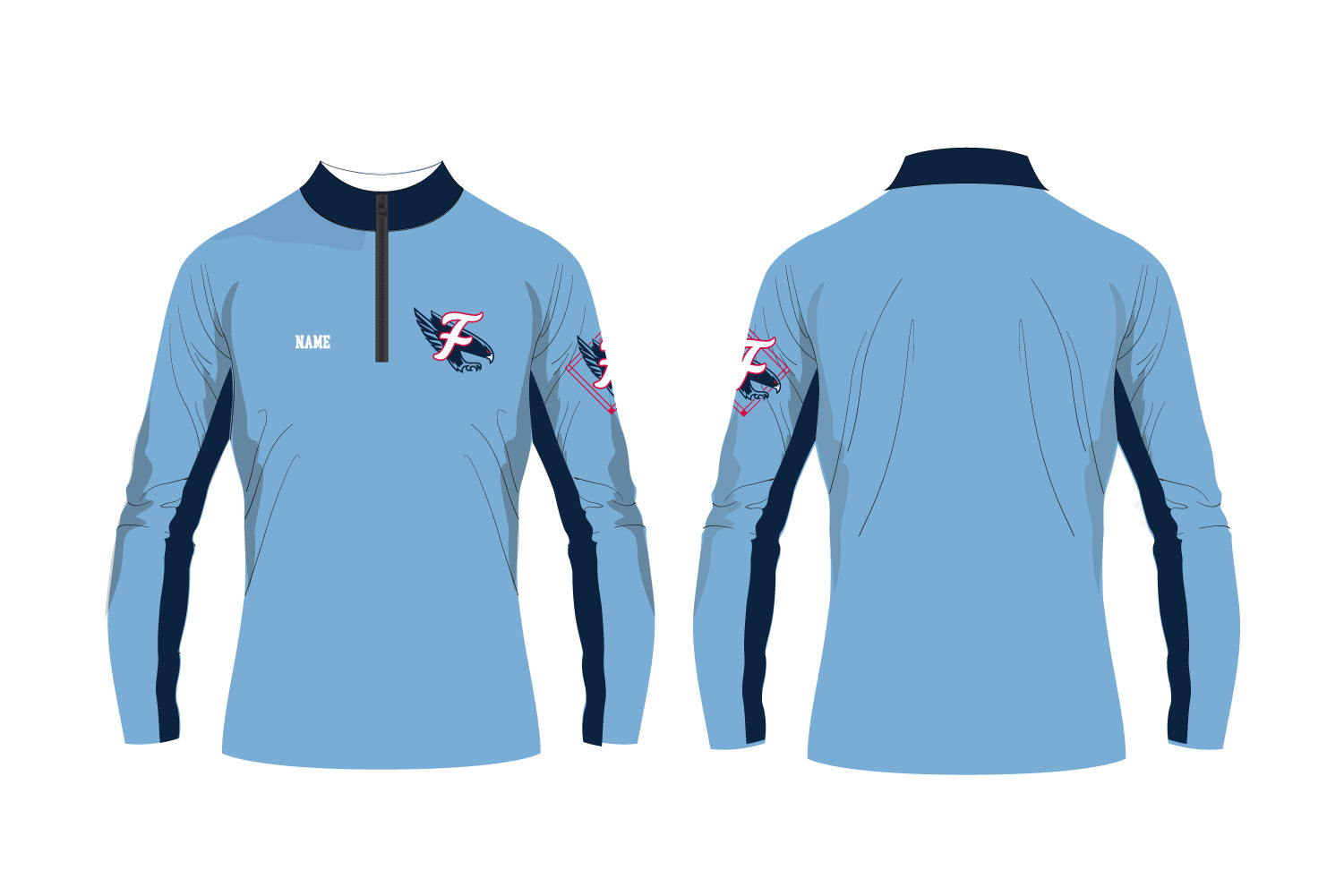 Falcons Baseball Sublimated Quarter Zip - Carolina