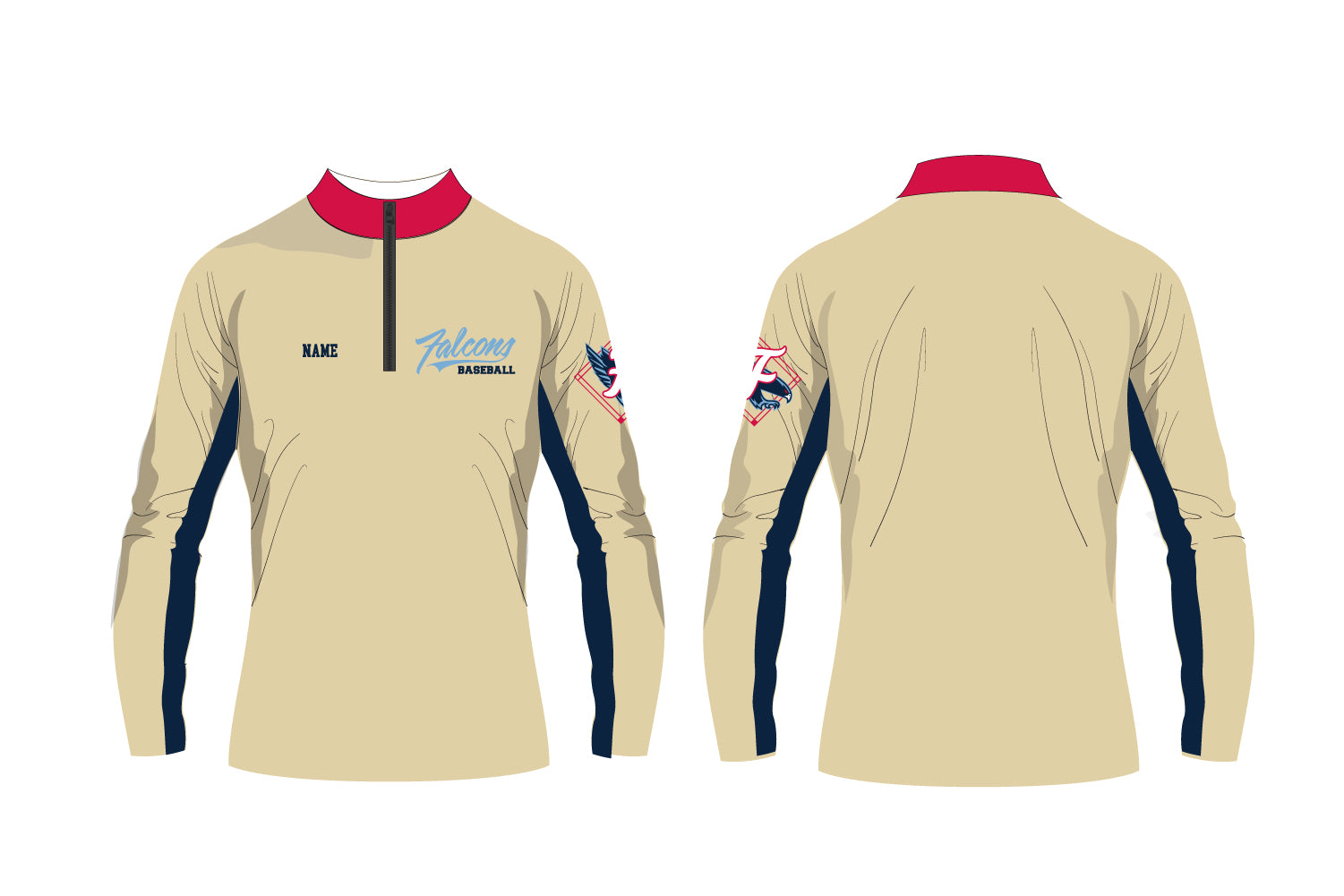 Falcons Baseball Sublimated Quarter Zip - Sand