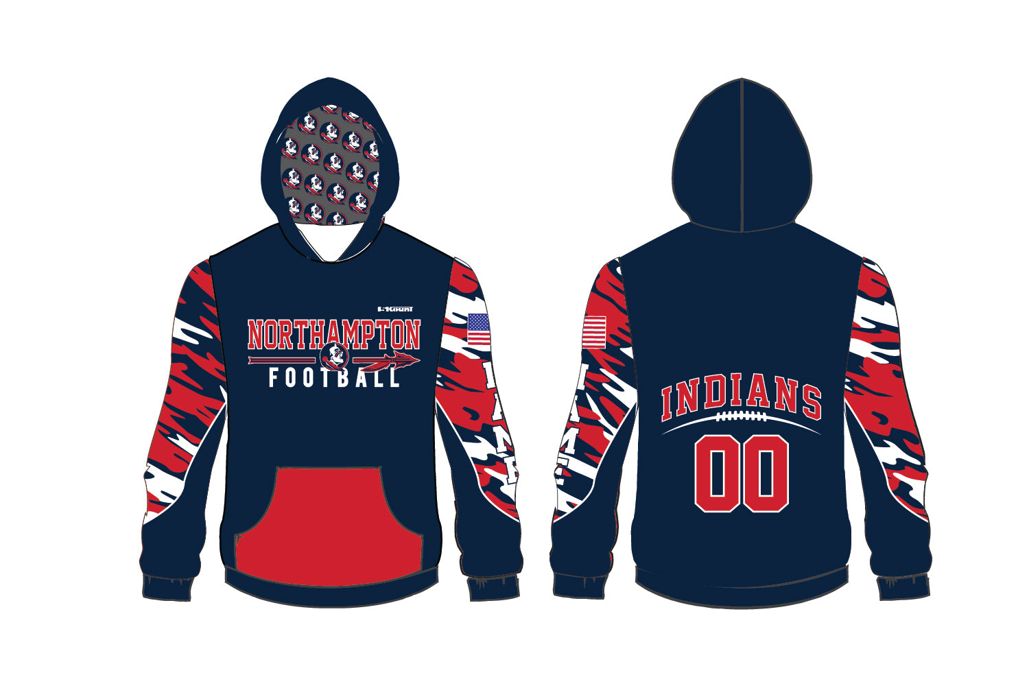 Northampton Indians Football Sublimated Hoodie