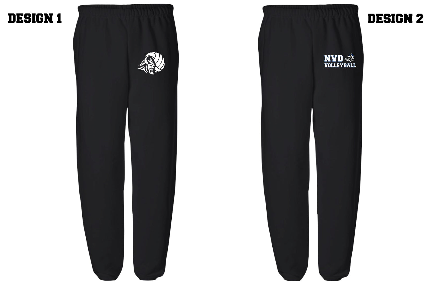 NVD Volleyball Cotton Sweatpants (Pick Design 1/2) - Black