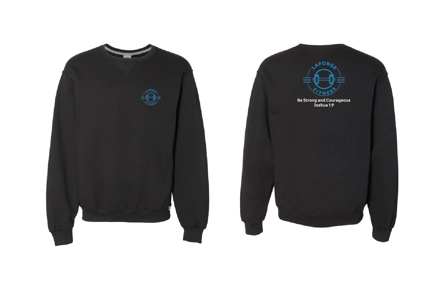 LaForge Fitness Unisex Midweight Cotton Crewneck Sweatshirt - Black