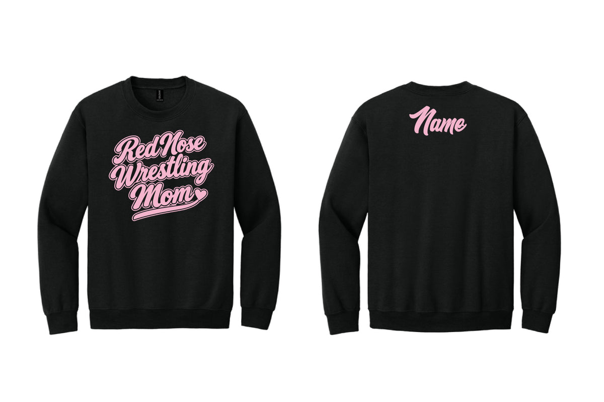 Red Nose Wrestling Mom Cotton Crewneck Sweatshirt - Black