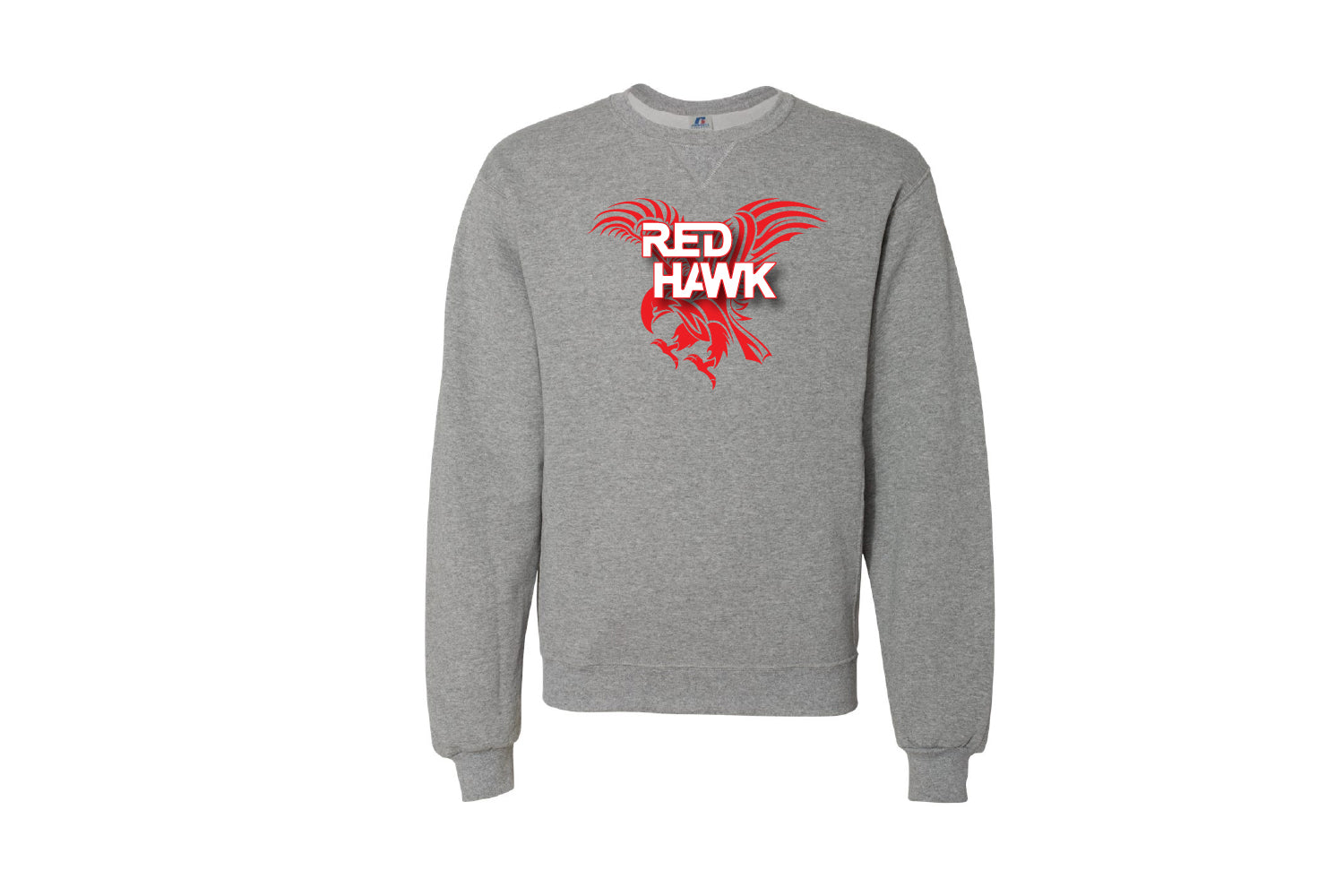 Red Hawk Wrestling Cotton Crewneck Sweatshirt - Gray/Red Design