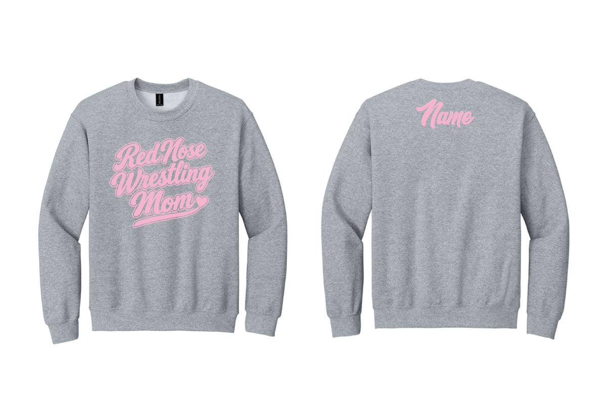 Red Nose Wrestling Mom Cotton Crewneck Sweatshirt - Gray
