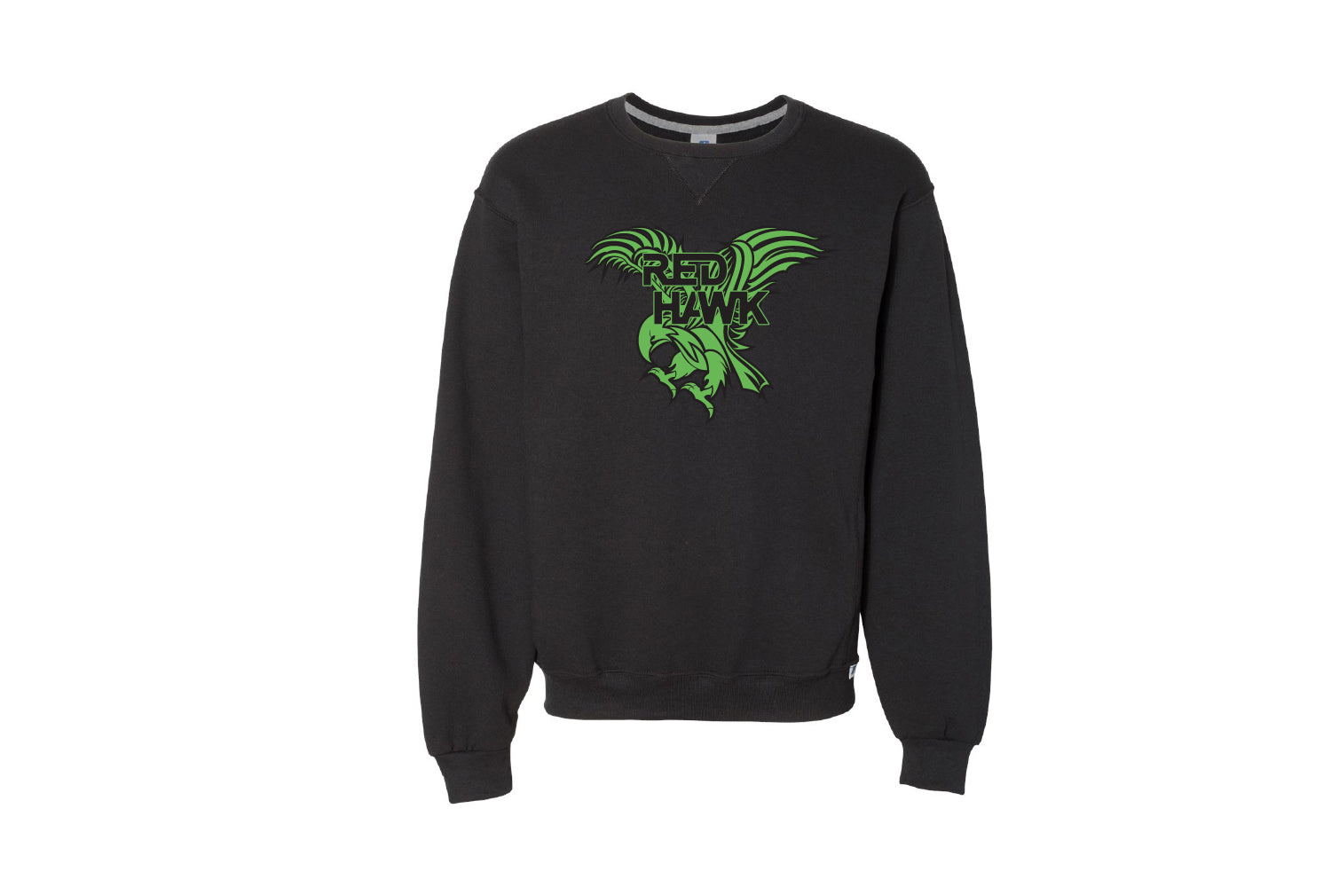 Red Hawk Wrestling Cotton Crewneck Sweatshirt - Green/Black Design