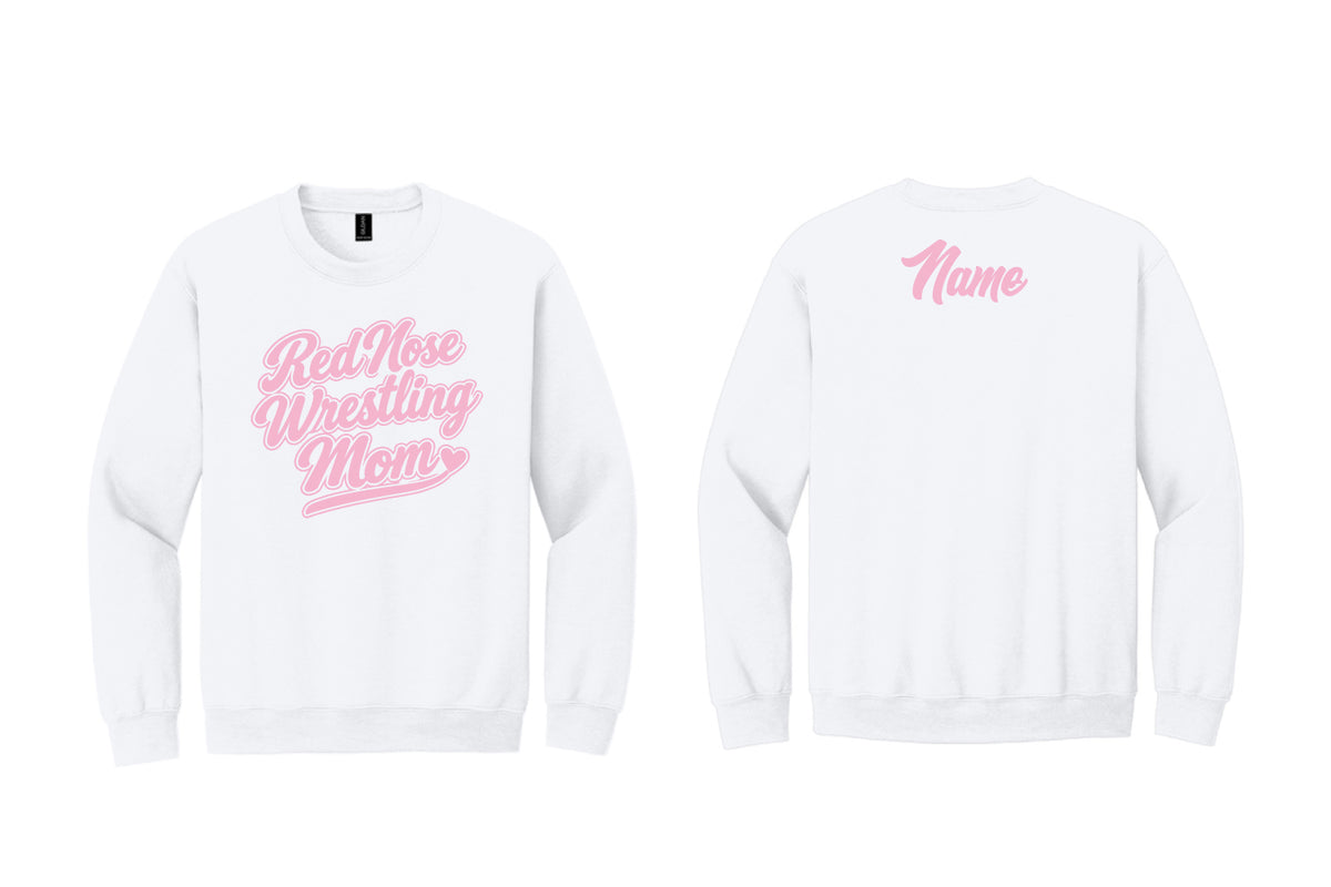 Red Nose Wrestling Mom Cotton Crewneck Sweatshirt - White