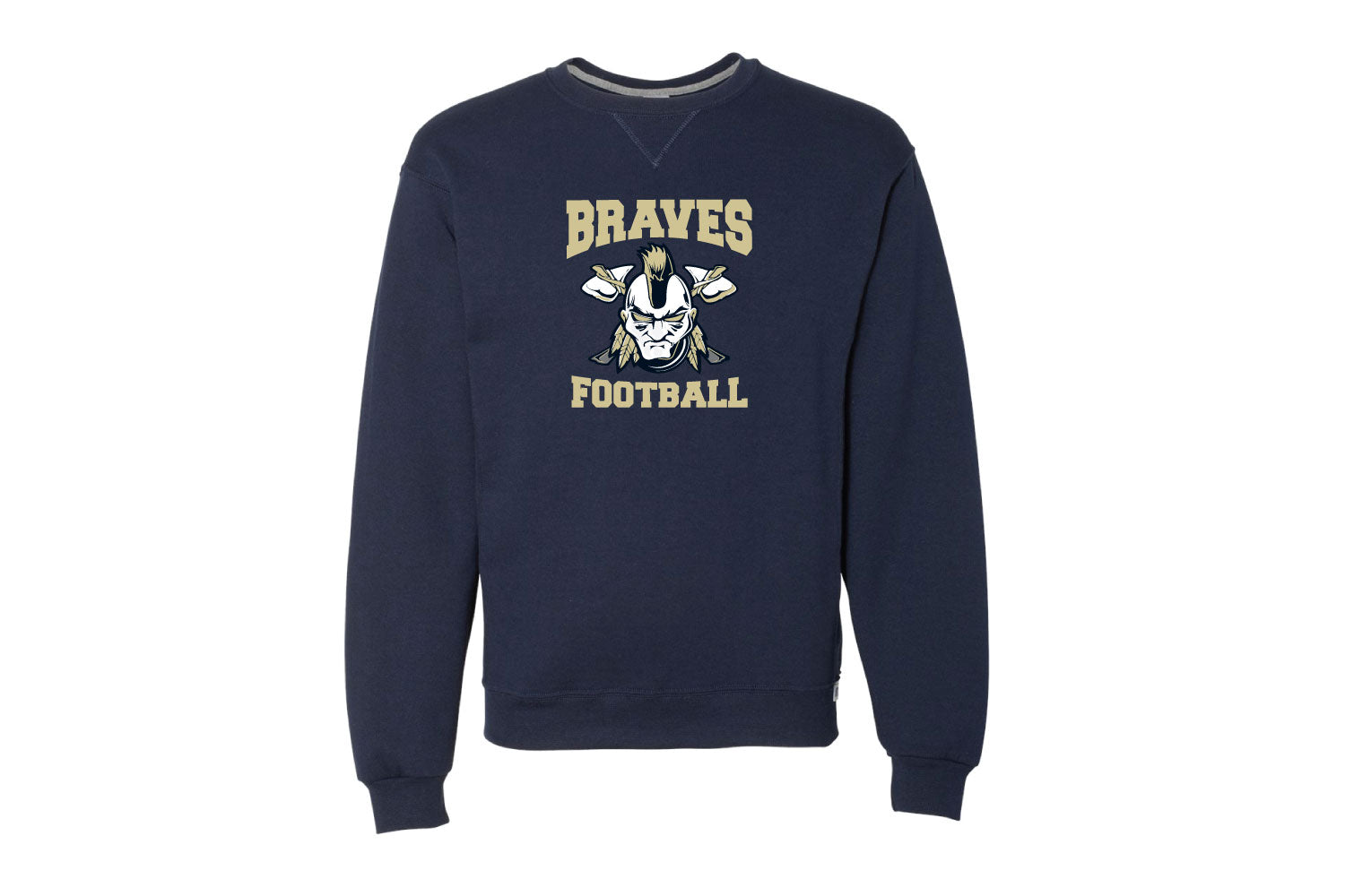 Braves Football Cotton Crewneck Sweatshirt - Design 1 (Navy)