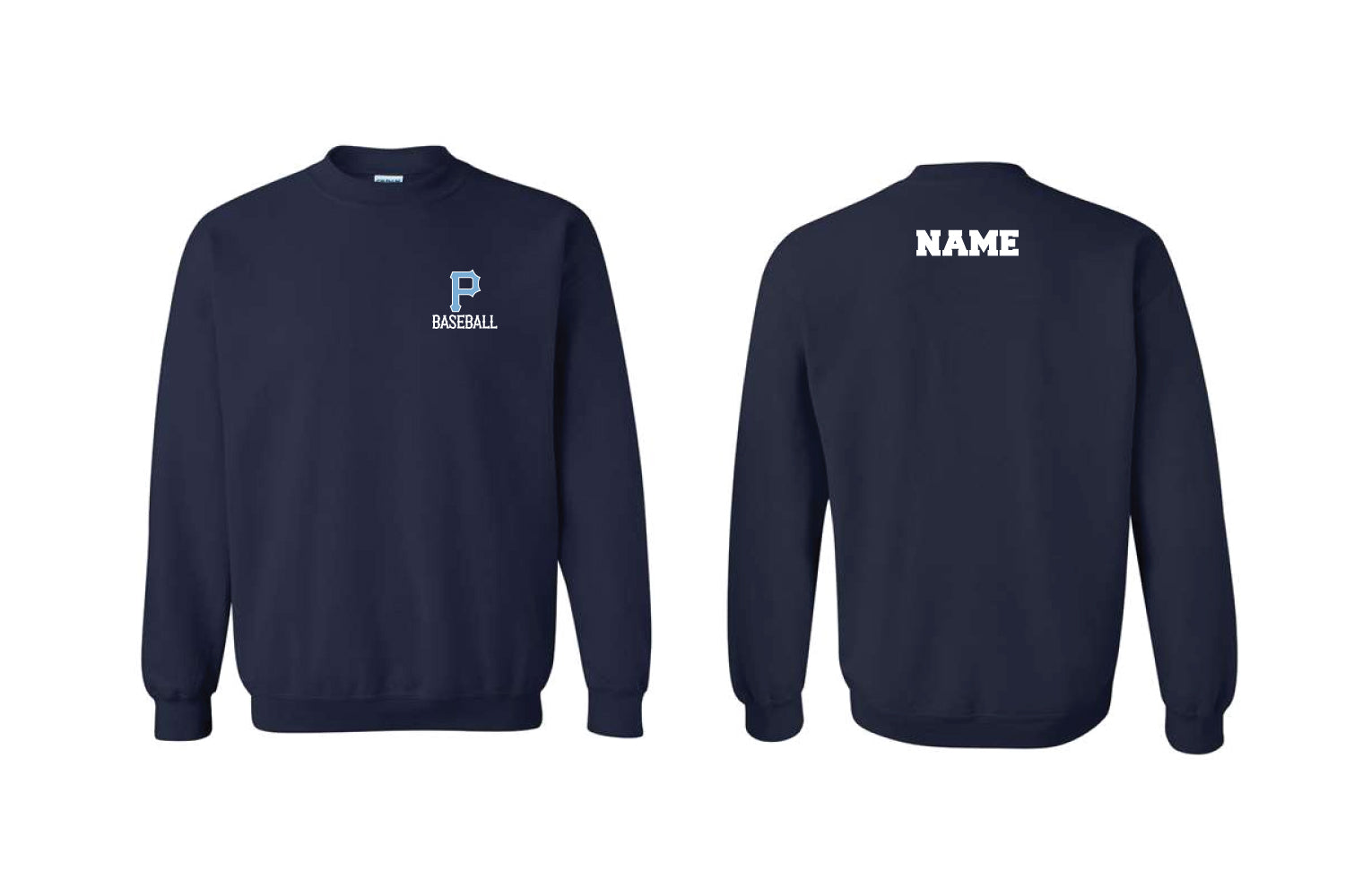 Paramus Baseball Cotton Crewneck Sweatshirt - Navy (Design 1)