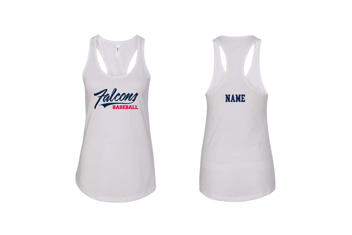 Falcons Baseball Women's Cotton Racerback Tank Top - White