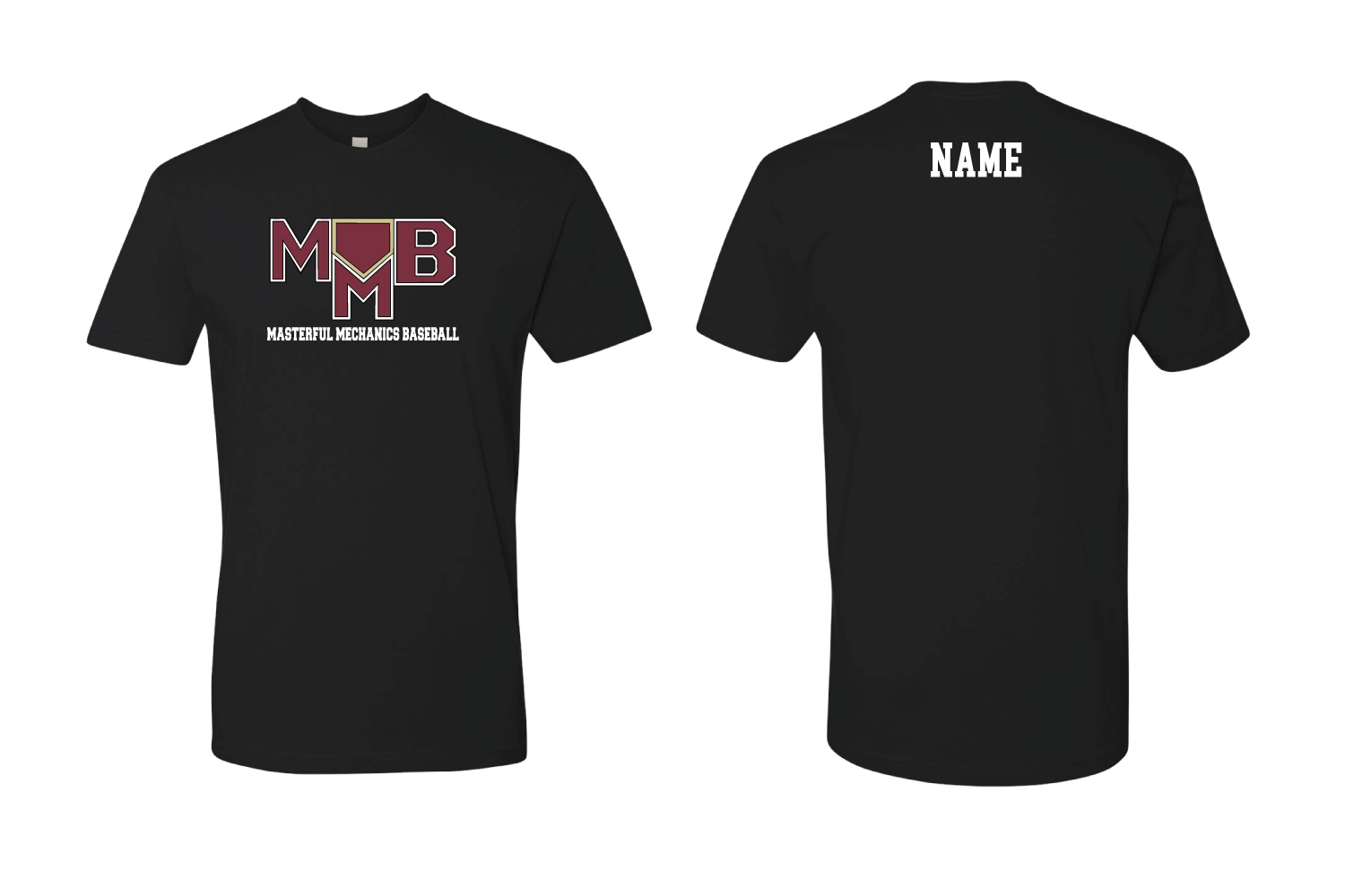 Masterful Mechanics Baseball Cotton Crew Tee - Black (Design 1)