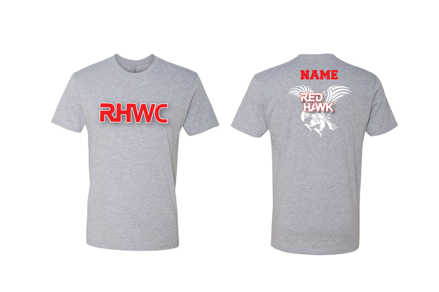 Red Hawk Wrestling Cotton Crew Tee - Gray/Red Design