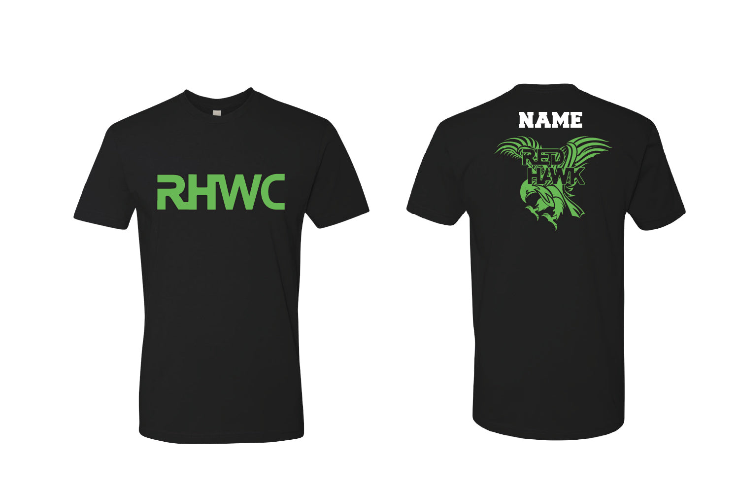 Red Hawk Wrestling Cotton Crew Tee - Green/Black Design