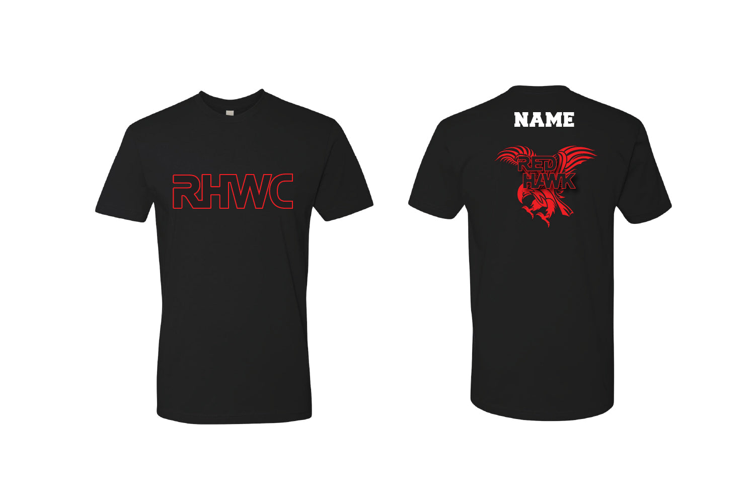 Red Hawk Wrestling Cotton Crew Tee - Black/Red Design