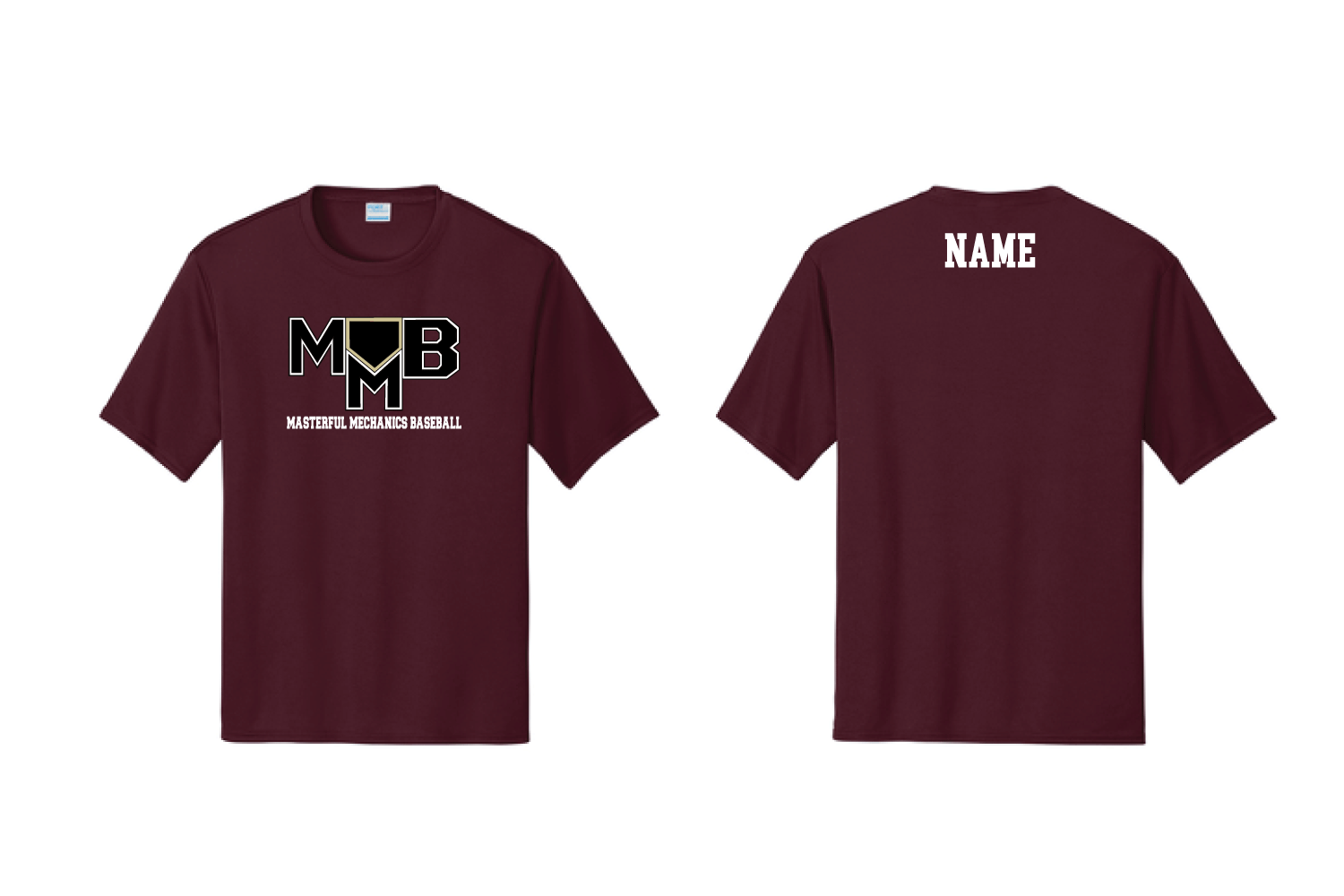 Masterful Mechanics Baseball Dryfit Performance Tee - Maroon (Design 1)