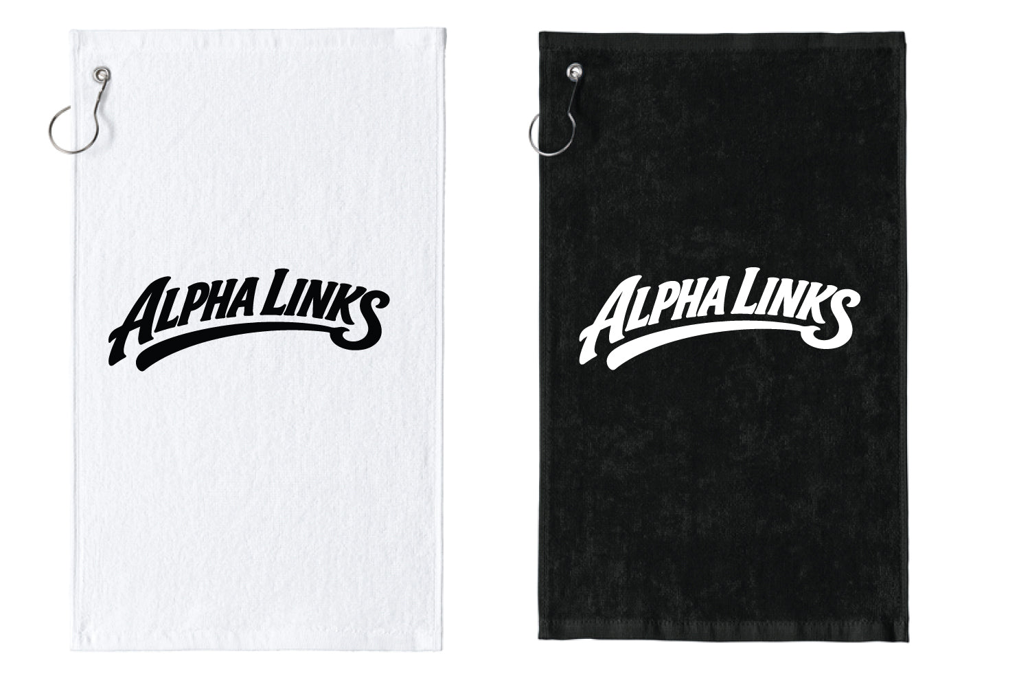 Alpha Links Golf Towel - Black/White (Embroidered Logo)