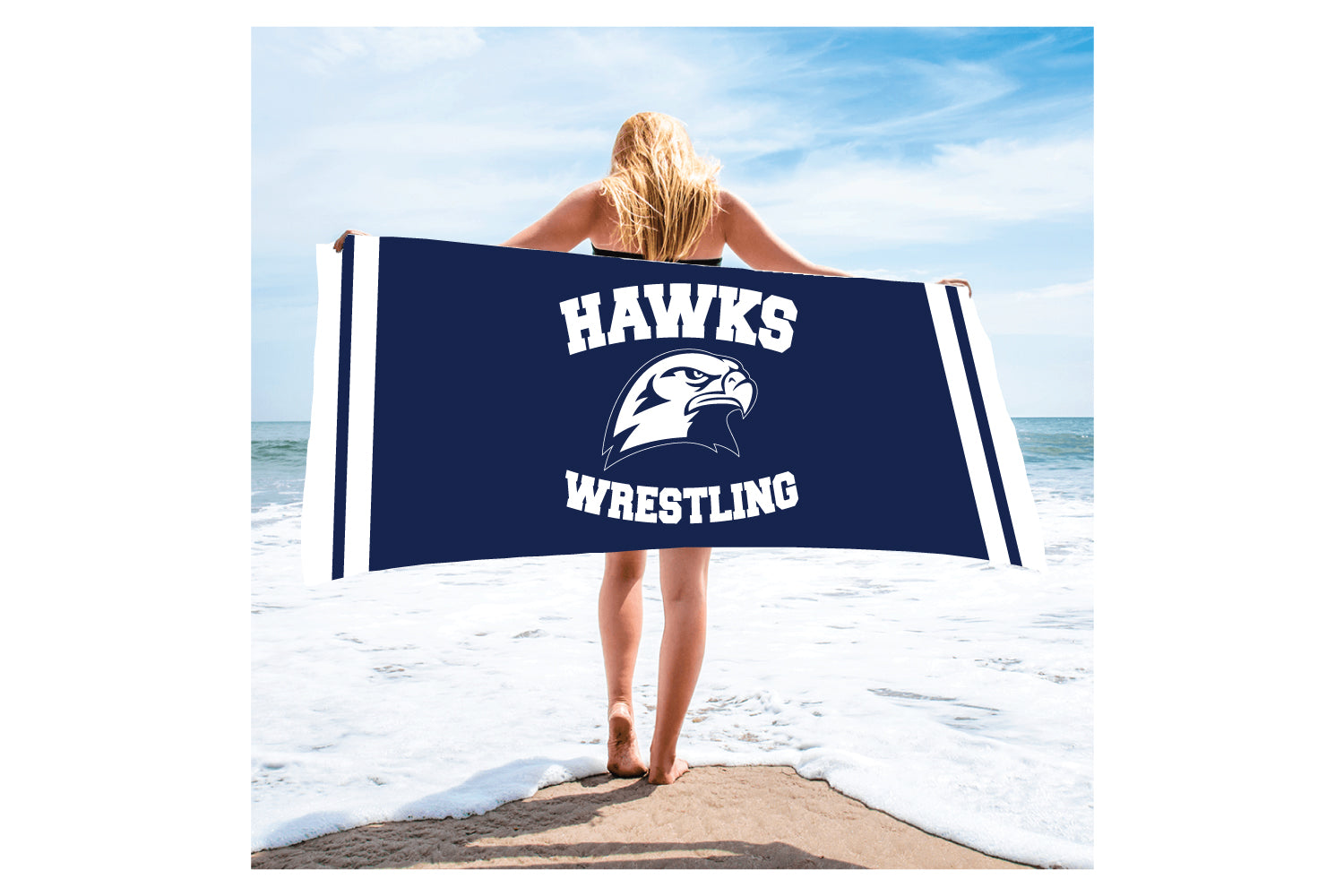 Plainview Hawks Wrestling Sublimated Beach Towel