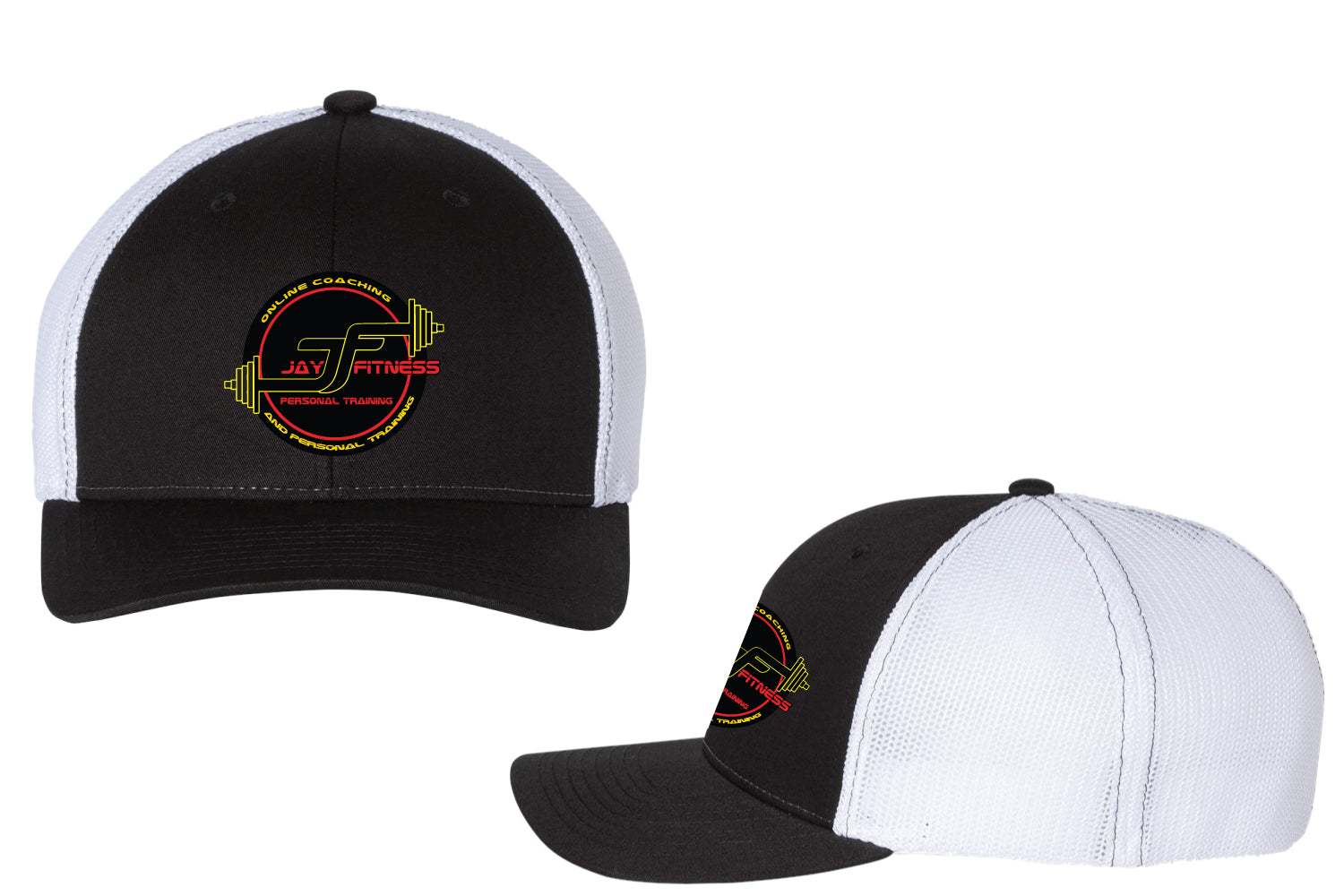 Jay Fitness Trucker Cap Design 2 - Black / White