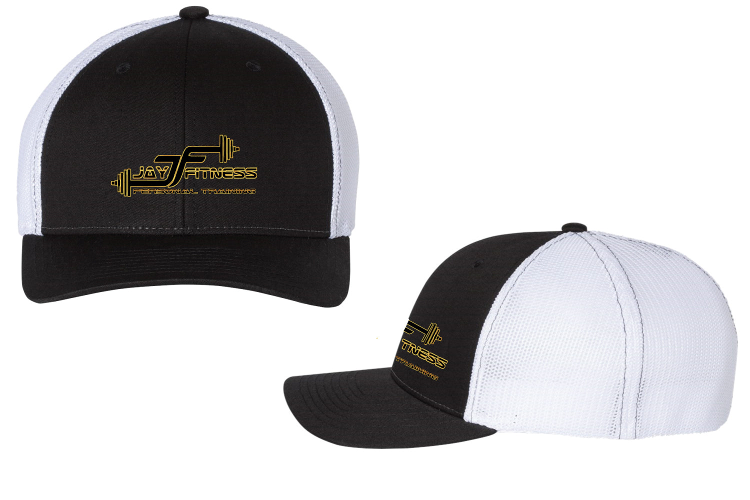 Jay Fitness Trucker Cap Design 1 - Black / White