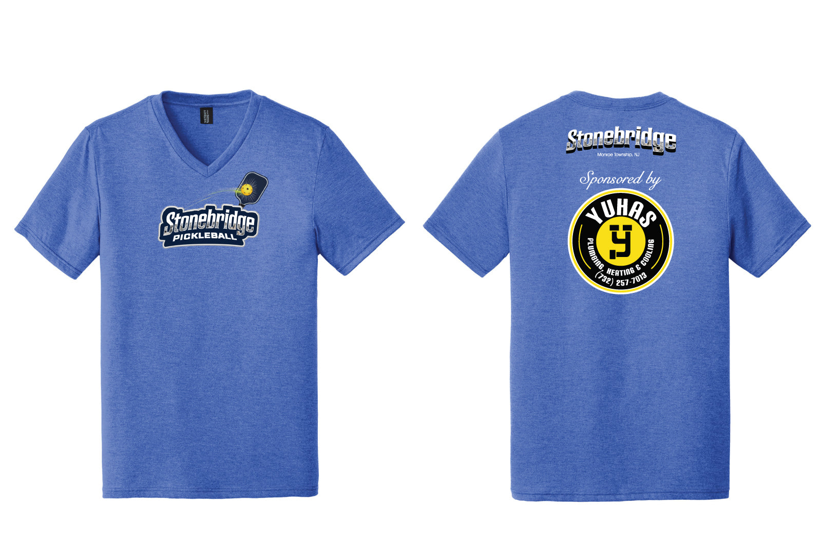 Stonebridge Pickleball V-Neck Tee - Royal Frost