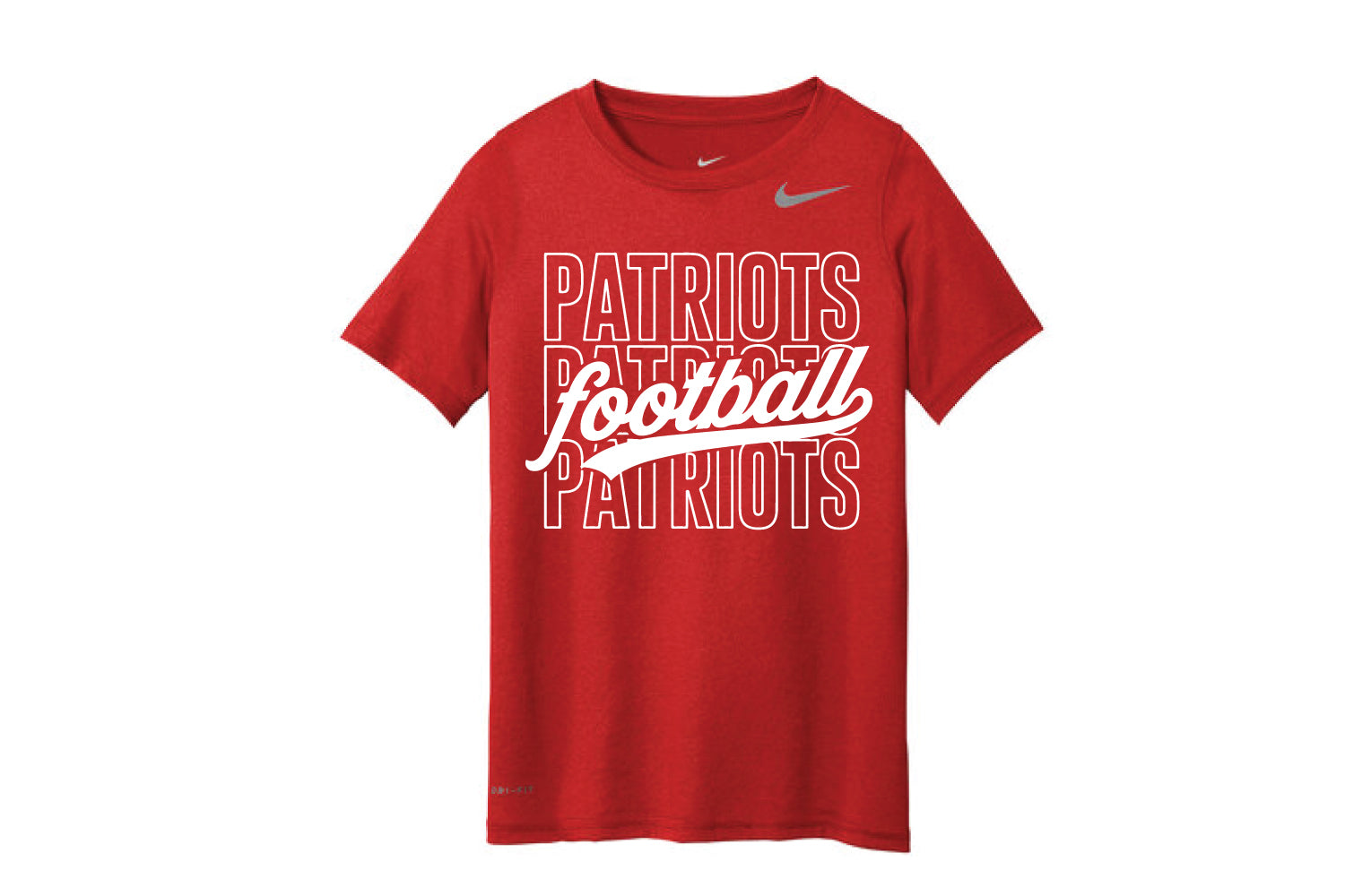 Warwick Pal Patriots Football Nike Dryfit Tee Vintage Design- Red
