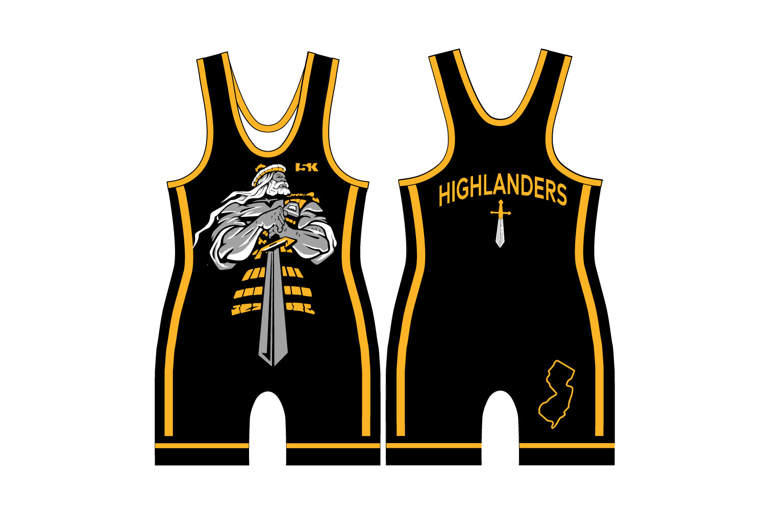 Highlanders Wrestling Club Sublimated Men's Singlet - Design 3
