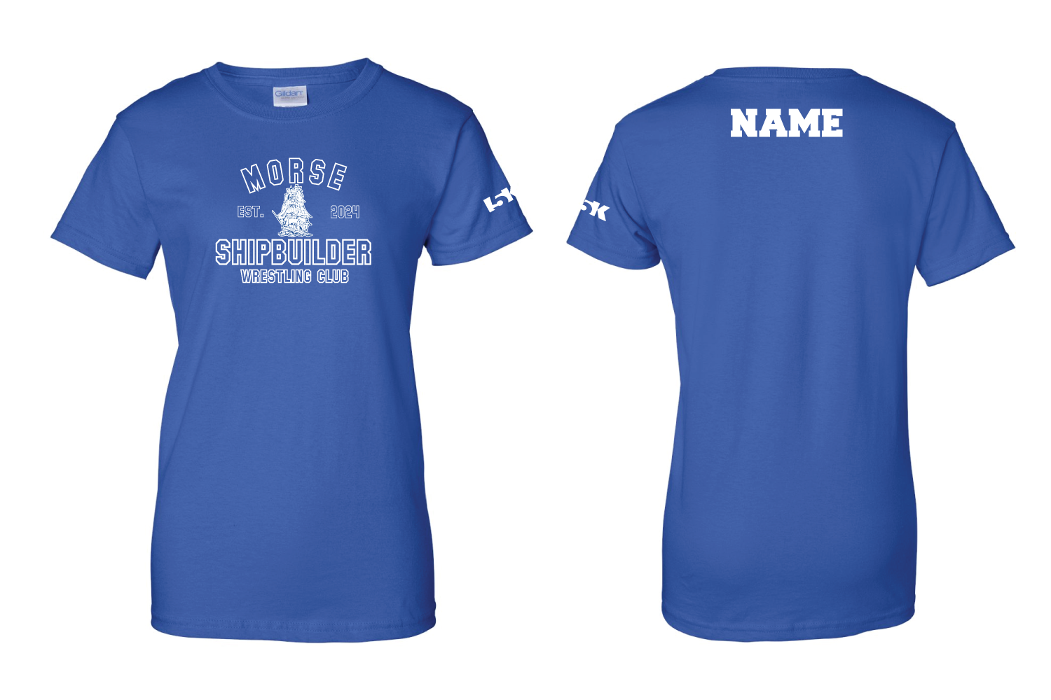 Shipbuilder Wrestling Cotton Women's Crew Neck Tee - Royal