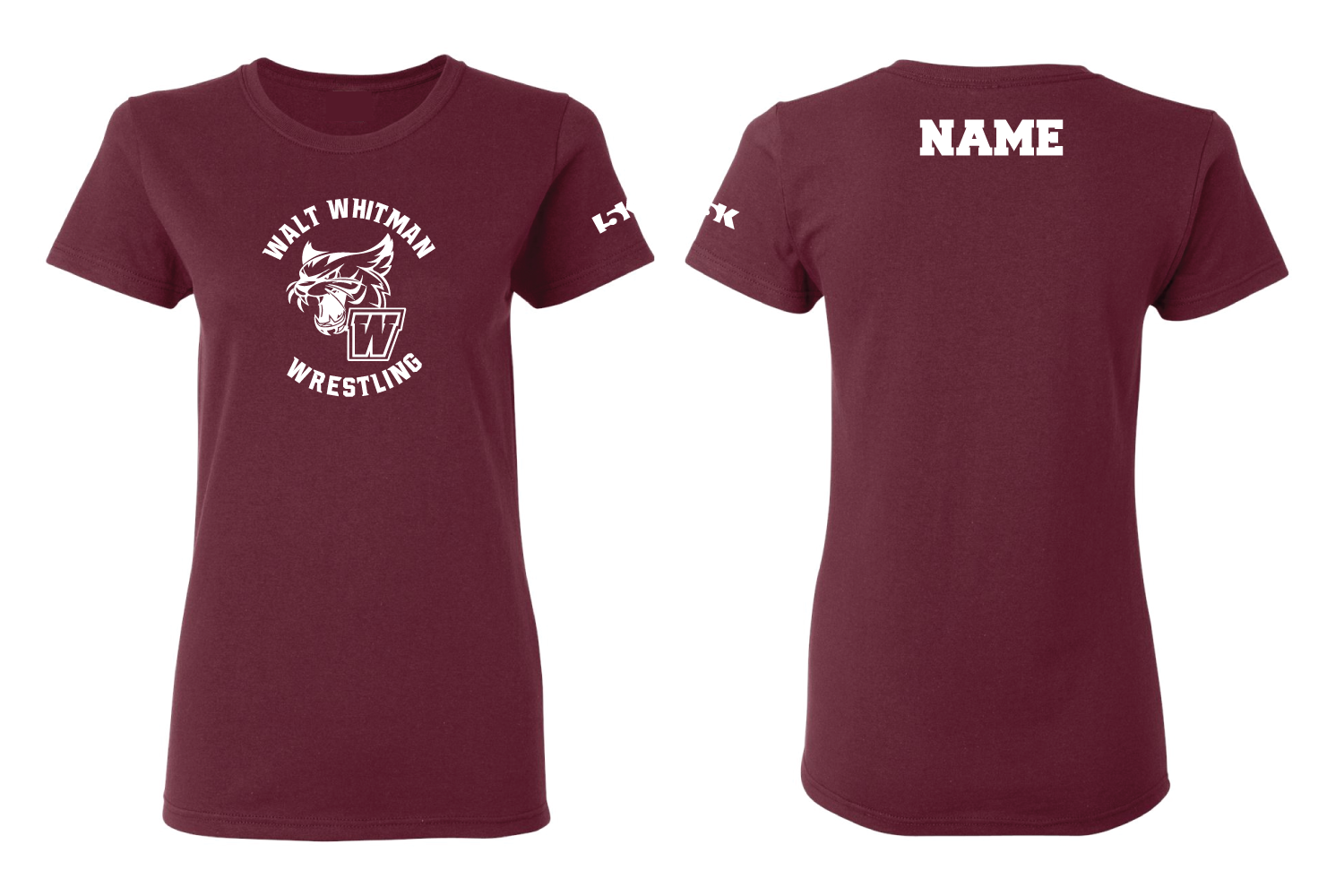 Wildcats Wrestling Cotton Women's Crew Neck Tee - Maroon