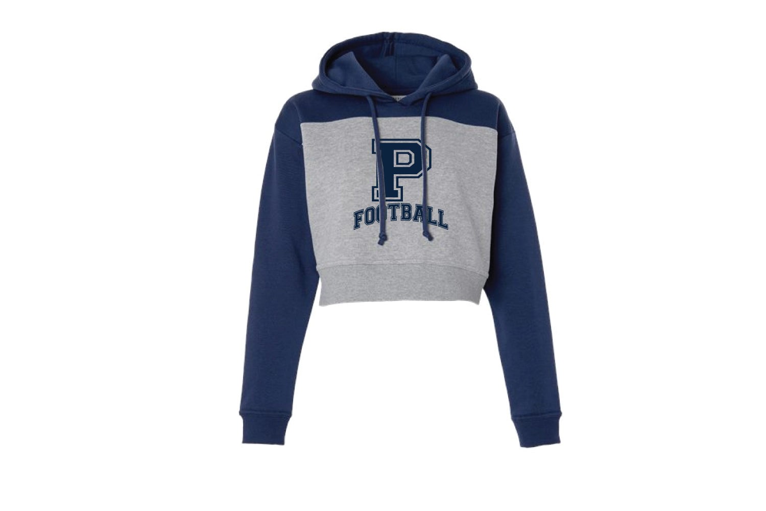 Paramus Football Cotton Women's Crop Hoodie - Navy/Gray
