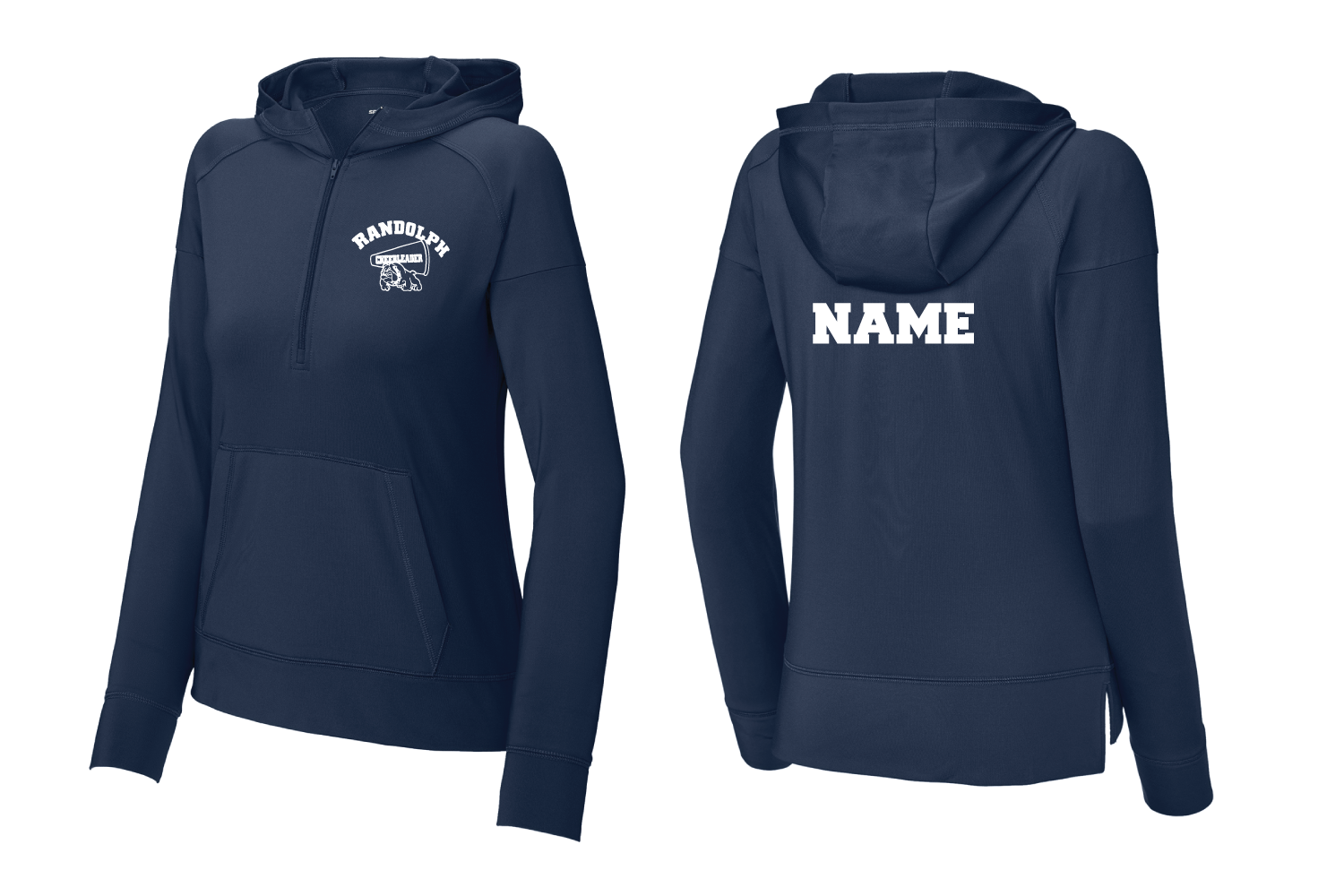 Randolph Cheer Ladies Sport-Wick® Stretch 1/2-Zip Hoodie - Navy