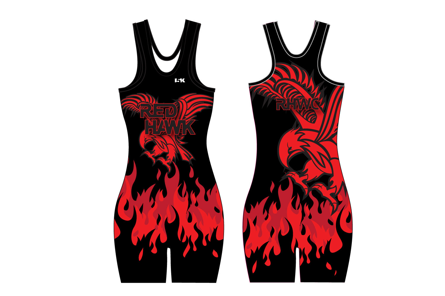 Red Hawk Wrestling Sublimated Women's Singlet - Black/Red Design